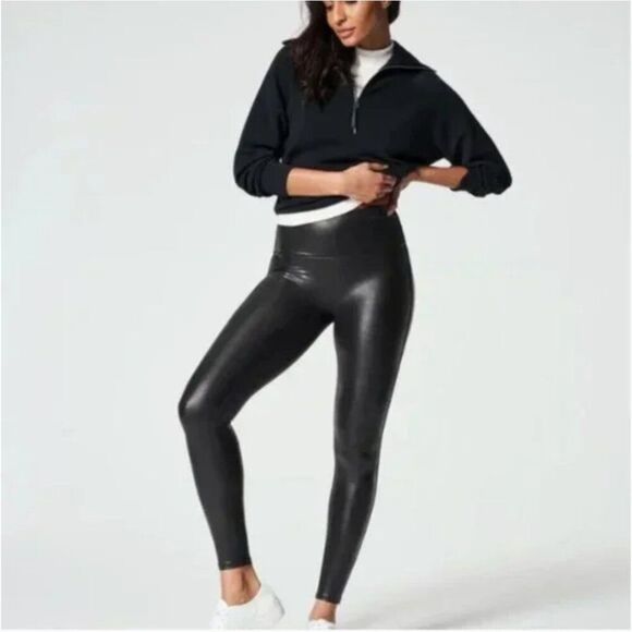 Spanx Black Faux Leather‎ Leggings Size Small NWT - Picture 1 of 10